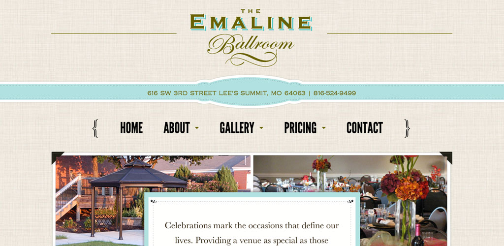 The Emaline Ballroom Website Design