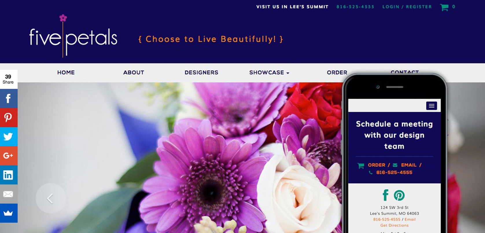 Five Petals Floral Website Design